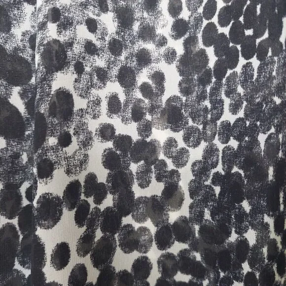 Cabi Womens Sheer Blouse Med. Black White Animal Print Button Front Long Sleeve - Picture 7 of 9